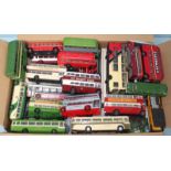 A collection of assorted die cast model buses and coaches, including Corgi and Exclusive First