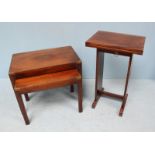 A nest of two stained mahogany tables with brass corners, together with a small stained mahogany