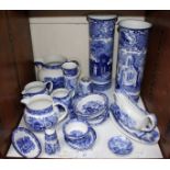 SECTION 27. A selection of Abbey blue and white ceramics, including a pair of large cylindrical