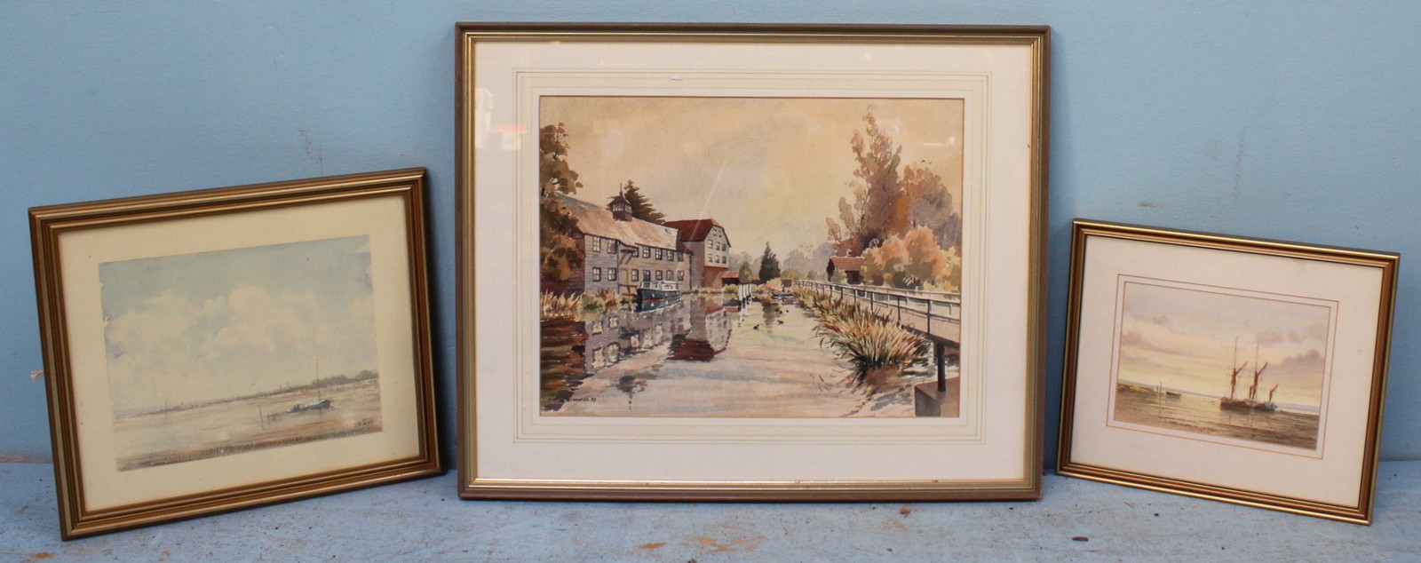 Three various watercolour studies, one depicting a canal scene, signed 'H. Rimmer,' together with