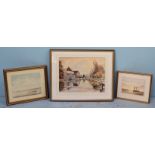 Three various watercolour studies, one depicting a canal scene, signed 'H. Rimmer,' together with