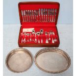 A George Butler of Sheffield silver plated eight place canteen of cutlery in fitted wooden case,