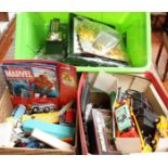 Various Marvel and modern Star Wars figures, boxed, together with various toy loose model cars a