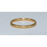 A 22ct gold wedding ring, ring size 'Q,' 2.54grms