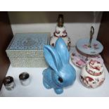 SECTION 8. An assortment of ceramic items including a large blue Sylvac bunny, a pair of Worcester