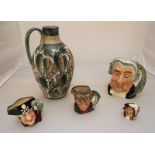 SECTION 32. Four various Royal Doulton character jugs, including 'The Lawyer' and The Poacher'