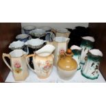 SECTION 6. A quantity of assorted ceramic jugs, including some Crown Devon and Melton examples.