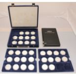 A collection of thirty-three silver medallions commemorating 'The End of World War II,' each proof