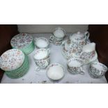 SECTION 16. A 41 piece Minton 'Haddon Hall' pattern tea set, comprising of a teapot, cups, saucers