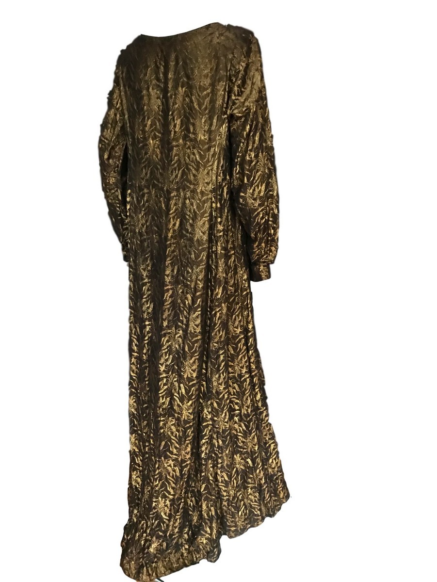 Harvey Nichols 1930s Gold Lamé damask full length dress, with a ...