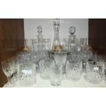 SECTION 17. A quantity of cut glass including three decanters and a set of four Royal Doulton