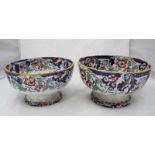 A pair of 19th century Amherst 'Japan` pattern Ironstone pottery bowls. 28cm diameter.