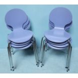 Eight lilac Arne Jacobson 'Style' Ant 'type' chairs with chrome tubular supports (some signs of