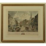 The High Street, Southampton. A hand coloured early 19th century lithograph depicting an animated
