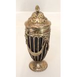 An Edwardian silver sugar caster in the Neo-Classical style, of vase form, pierced body with