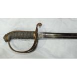 An 1845 / 1854 Pattern Infantry Officer's Sword, 32 and 3/4-inch fullered blade with etched