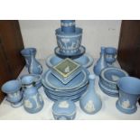 SECTION 31. A good collection of Wedgwood 'Jasperware' pieces, including plates, a Royal Yacht