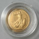 A 1988 Britannia 1/10 ounce 22ct gold proof coin.