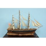 A good quality handmade scale model of the tea clipper Cutty Sark, fully rigged with detailed