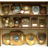 Fifteen various mounted ships crests and plaques, personally presented and engraved to Rear