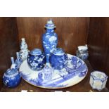 SECTION 51. A collection of assorted blue and white Oriental ceramics, including a Chinese double