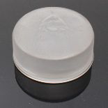 A Lalique frosted glass 'Genevieve' powder pot and cover of cylindrical form, 10cm diam, etched mark