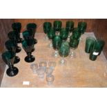 SECTION 56. A quantity of hand-made 19th century drinking glass including seven stemmed green hock