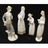 Four various boxed Lladro figures including three girls with lambs (Nos.'4505', '1010' and '4584')