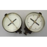 A surveyor's compass in cylindrical brass case by R.W. Paul, Hatton Garden, London, 9cm, and another