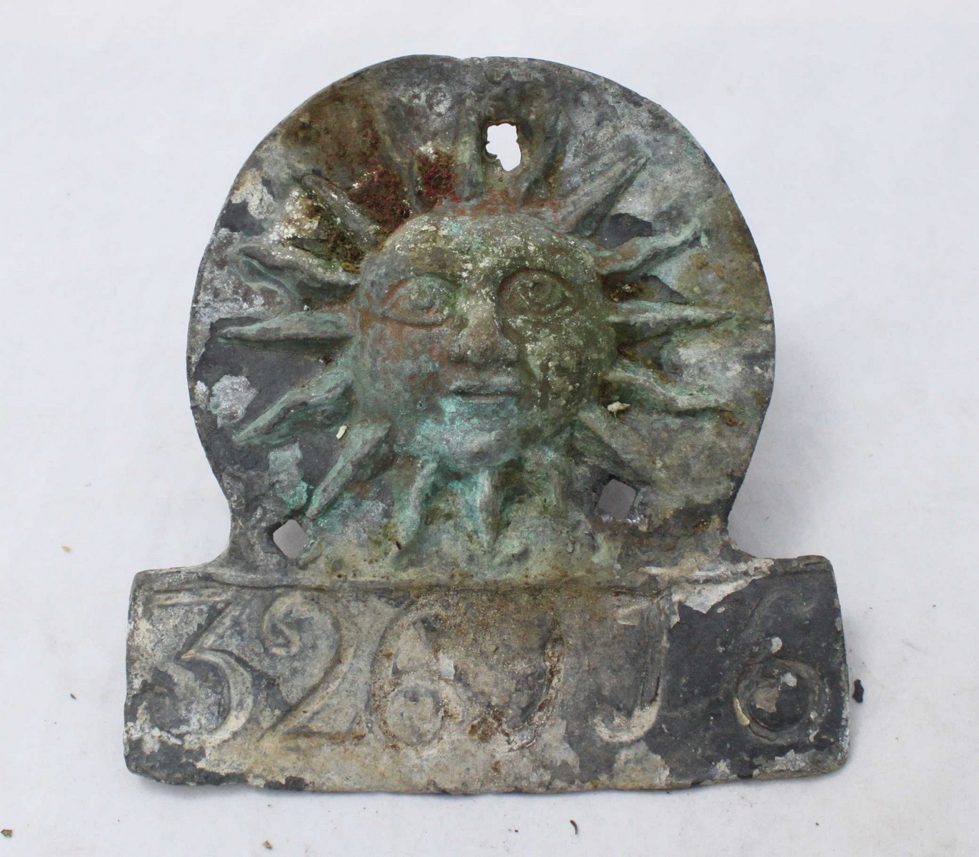 An 18th Century lead Fire Mark, Sun Alliance, 18cm x 18cm