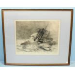 After W. L. Wylie, ARA, 'The Escape of HMS Calliope', etching on paper, signed in pencil,