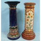 A Burmantoft pottery jardinière stand, the cylindrical body decorated with a moulded sunflower