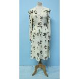 Vintage Ossie Clark for Radley ivory moss crepe blouse and skirt in 'Celia Birtwell' print, size