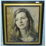 Hubert Andrew Freeth (1912 - 1986) Head and shoulders portrait study of a lady, signed, oil on