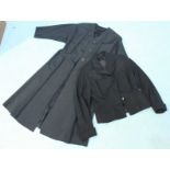 Vintage three-quarter length black tailored coat with three-quarter length sleeves, together with