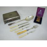 A gold-plated Ronson electronic lighter in original box and a silver-plated cigarette box,