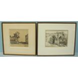 Bertram Nicholls (1883-1974) Two pencil drawings, one depicting 'The Devil's Bridge, Kirby,