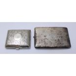 Two various silver cigarette cases. Gross weight approximately 10.4oz.