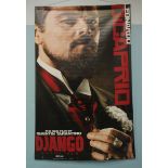 A large vinyl hanging promotional banner for 'Django unchained' depicting Leonardo Dicaprio. 240 x