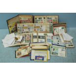 Six various 'schoolboy' stamp albums and a quantity of loose stamps, comprising of Royal mint stamps