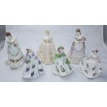 Five Royal Worcester figures, 'Sweet Holly,' 'Sweet Rose,' 'Sweet Violet,' 'Royal Anniversary,'