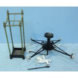 A brass stick stand and a weather vane (as found)