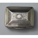 A George III silver and silver-gilt rectangular patch box, with foliate-engraved and reeded
