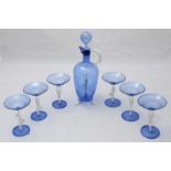 A 1930s Austrian Naked Lady Bimini blue glass cocktail set, by Fritz Lampl Werkstätte, Vienna,