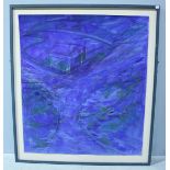Clemat McAliov (20th Century) 'Blue Dusk' Abstract landscape study of a house and roads, pastel on