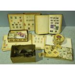 A large collection of loose cigarette cards, together with four schoolboy stamp albums and an '