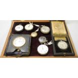 Four various silver pocket watches, together with three silver-plated pocket watches and a cased '