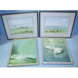 Bill Cheeseman (local artist), a pair of oil studies of swans, oil on board, 45x35cm, together