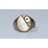 A 9ct gold signet ring. Gross weight approximately 6.7g.