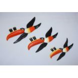 Set of three graduated Carltonware Guinness Toucan wall plaques, the largest measuring approximately